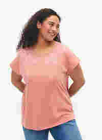 Katoenen t-shirt met bladprint, Old Rose W. Leaf, Model