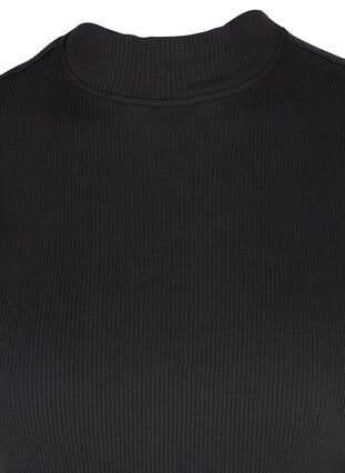 Mouwloze katoenen top met hoge hals in ribstof, Black, Packshot image number 2