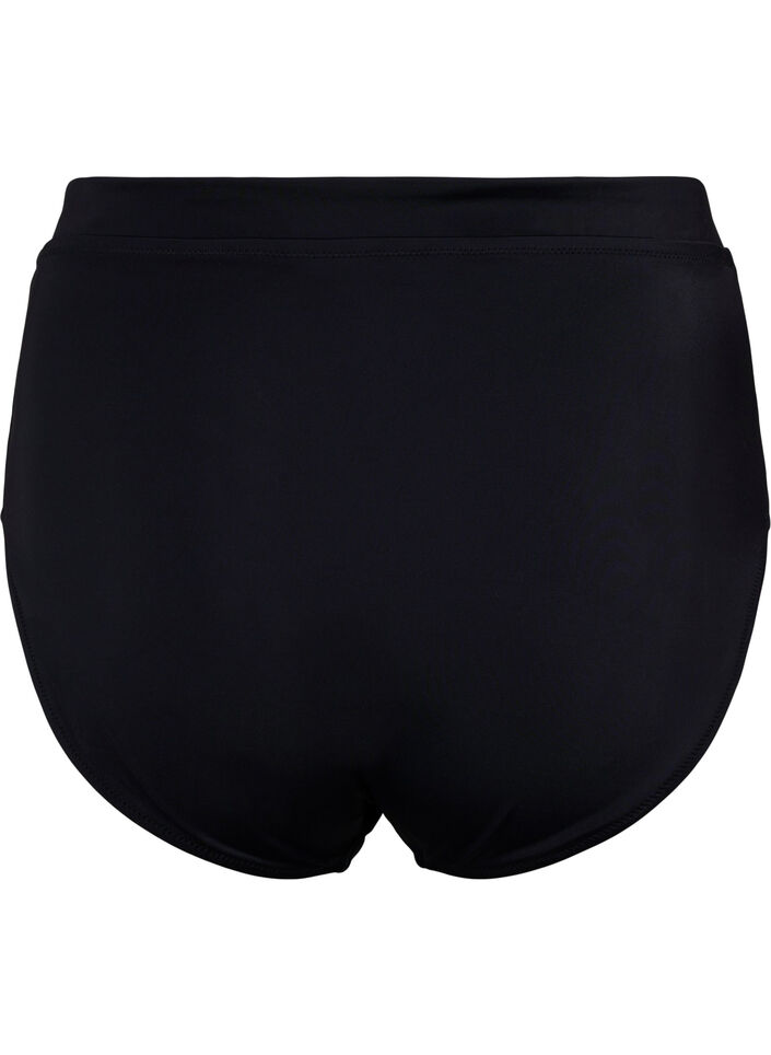 Effen bikinislip met hoge taille, Black, Packshot image number 1
