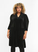 Velour jurk met ruches en driekwart mouwen, Black, Model image number 0