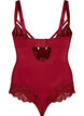 Body van kant met beugels en bandjesdetails, Rood, Packshot image number 1