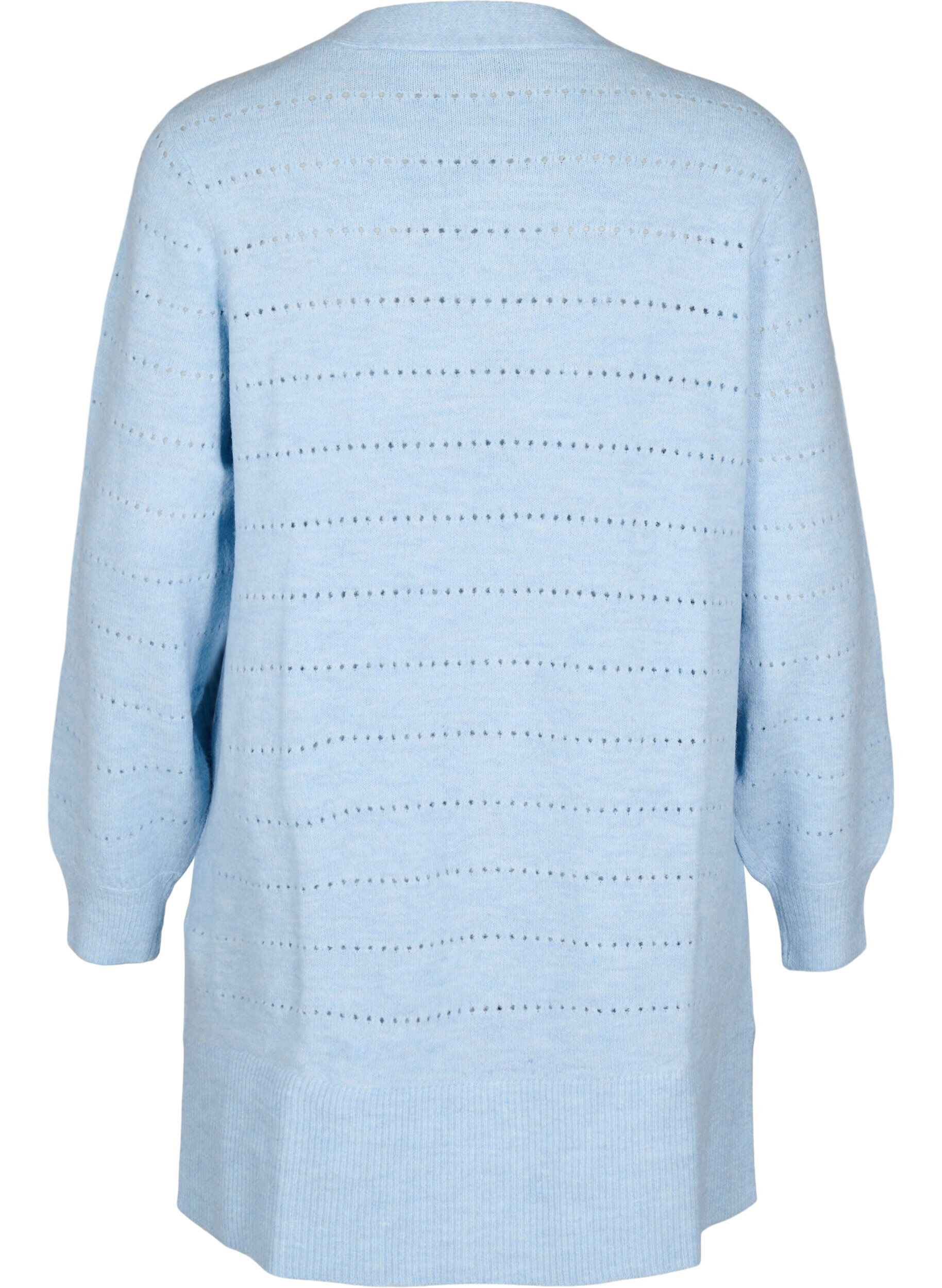 Zizzi Lange gebreide cardigan met een kantpatroon, Cashmere Blue Mel., Packshot image number 1