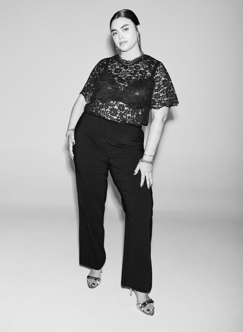 Rekbaar broek van viscose, Zwart, Image image number 0