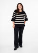Gebreide blouse met 3/4 mouwen en strepen, Black Birch Stripes, Model image number 2