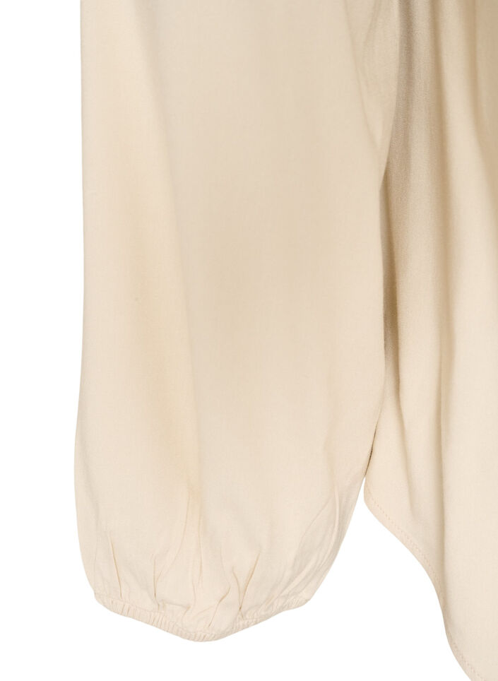 Viscose blouse met V-hals en afgeronde zoom, Beige, Packshot image number 3