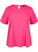 Blouse van viscose met korte mouwen en strikjes, Bright Rose, Packshot image number 0