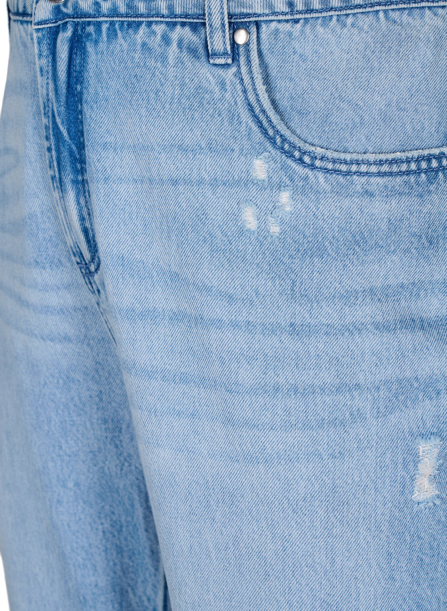 Zizzi Mille Mom fit jeans met distressed details, Light Blue Denim, Packshot image number 2