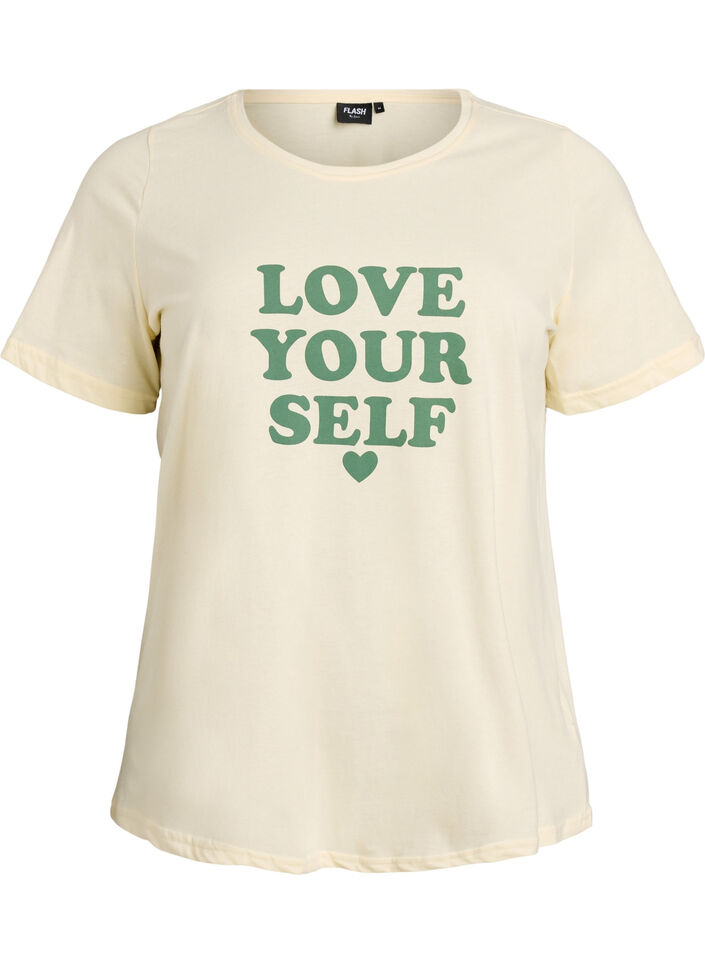 T-shirt met print, Geel, Packshot image number 0