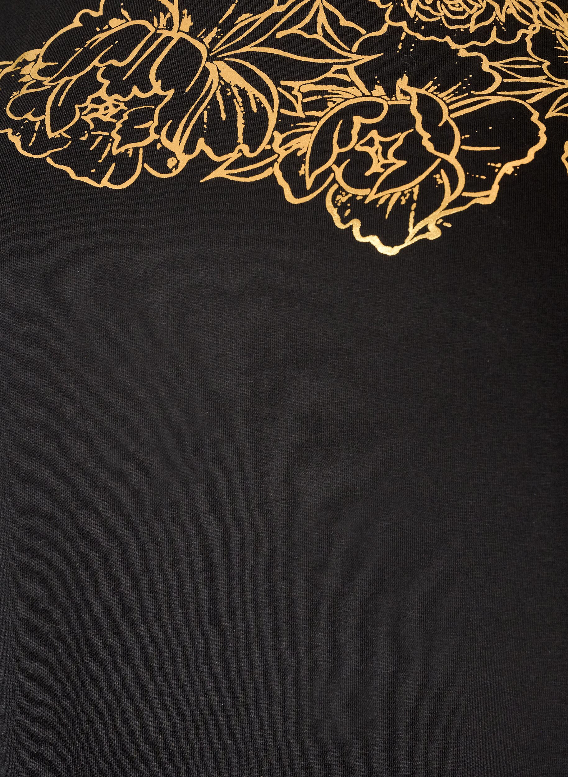 ZizziKatoenen T-shirt met bloemenprint, Zwart, Packshot image number 2