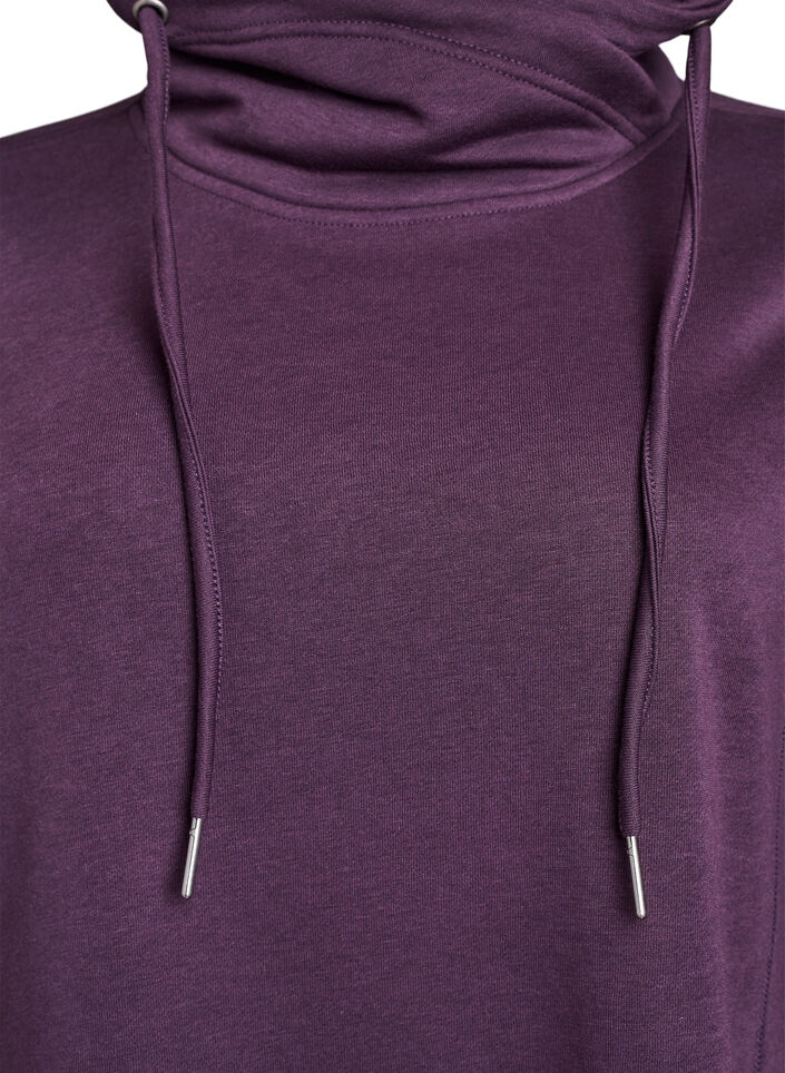 Kort sweatshirt jurk met hoge kraag en zakken, Paars, Packshot image number 2