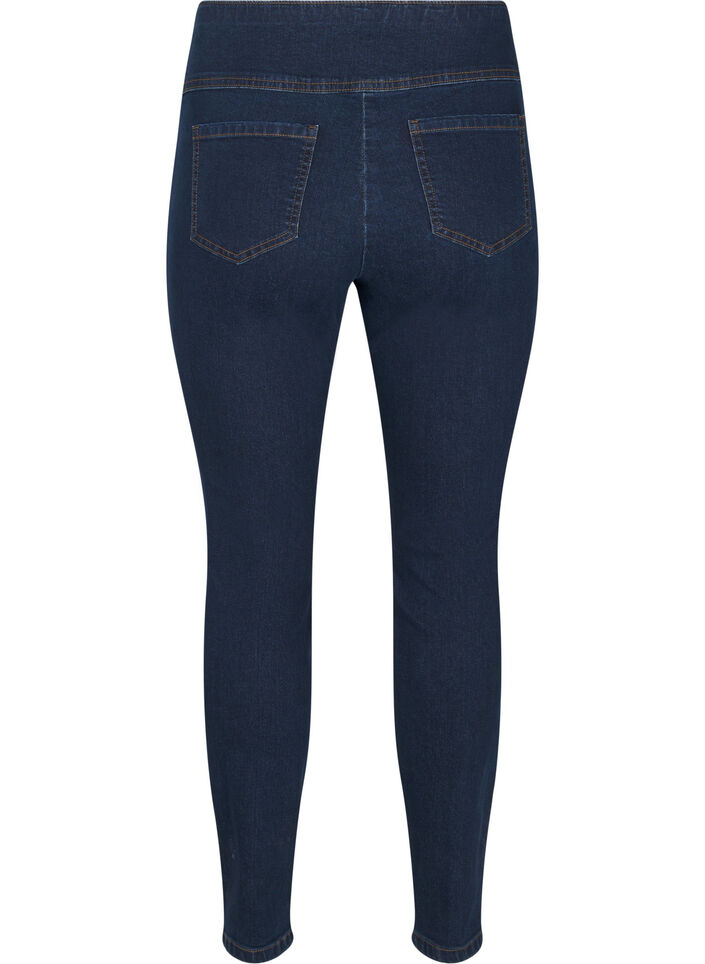 Stretchy jeggings met hoge taille, Dark Blue, Packshot image number 1