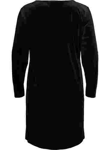 Fluwelen jurk met lange mouwen, Black, Packshot image number 1
