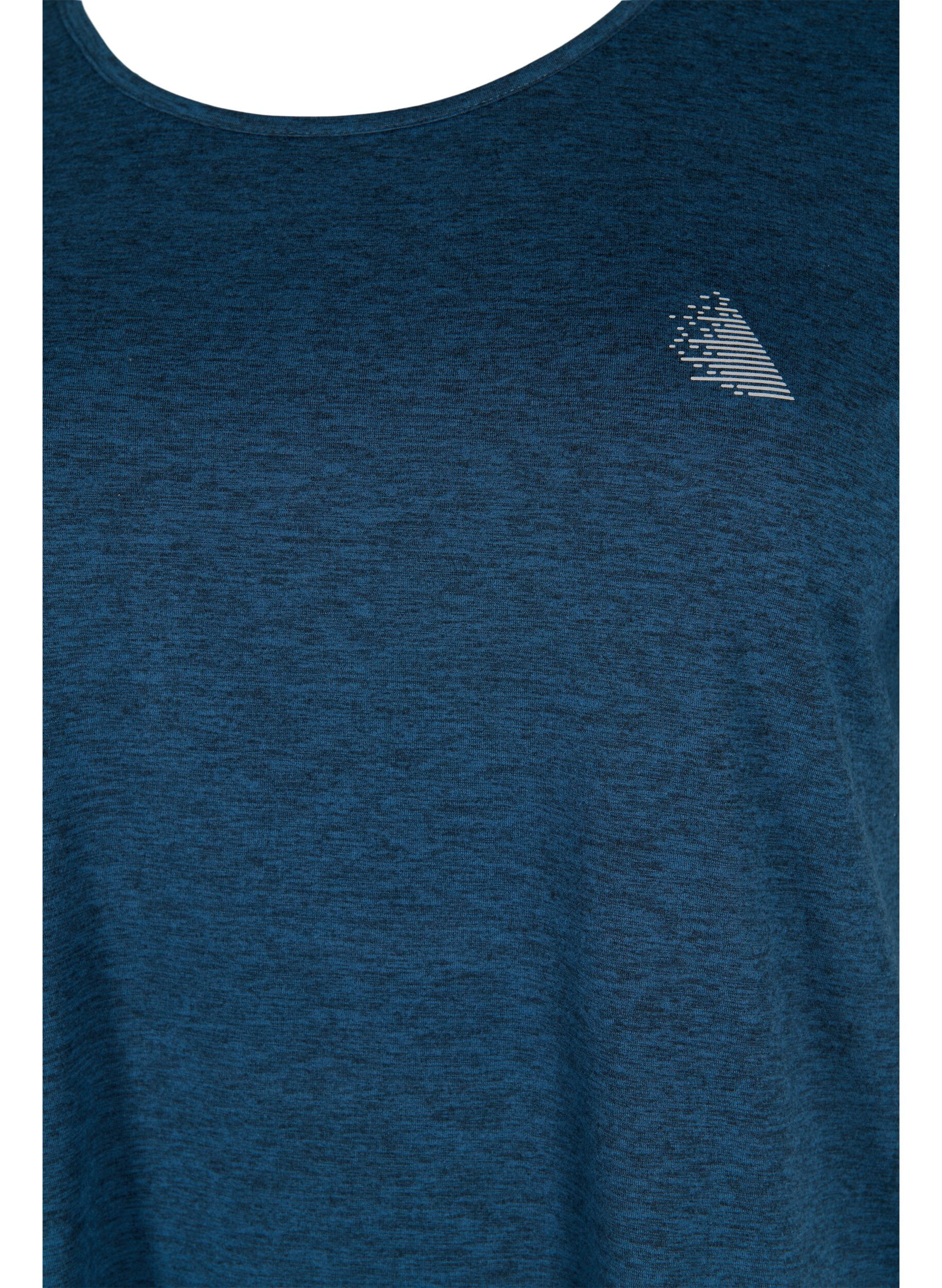 Zizzi Gem&ecirc;leerd sport t-shirt met ronde hals, Night Sky Mel., Packshot image number 2