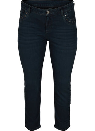 Slim fit Emily jeans met klinknagels, Dark blue, Packshot image number 0