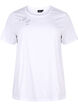 T-shirt van biologisch katoen met strikdetail, Bright White, Packshot image number 0