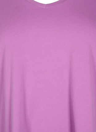 Basic t-shirt in effen kleur met katoen, Iris Orchid, Packshot image number 2