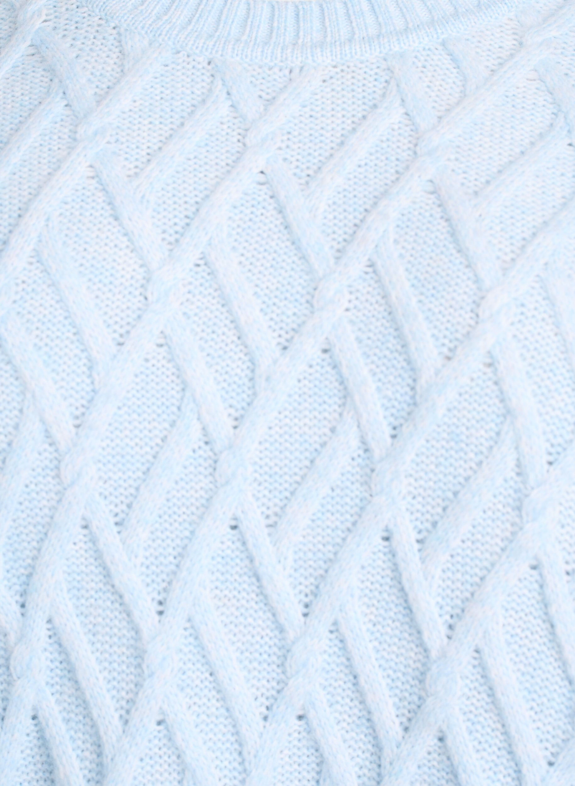 Zizzi Gebreide blouse met kabelpatroon en ronde hals, Blauw, Packshot image number 2