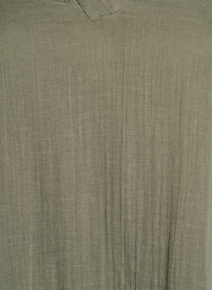 Korte A-lijn jurk in katoenen mousseline, Groen, Packshot image number 2