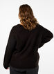 Ruimvallende gebreide blouse met ronde hals, Black, Model image number 1