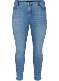 Cropped Amy jeans met onafgewerkte randjes, Blue denim