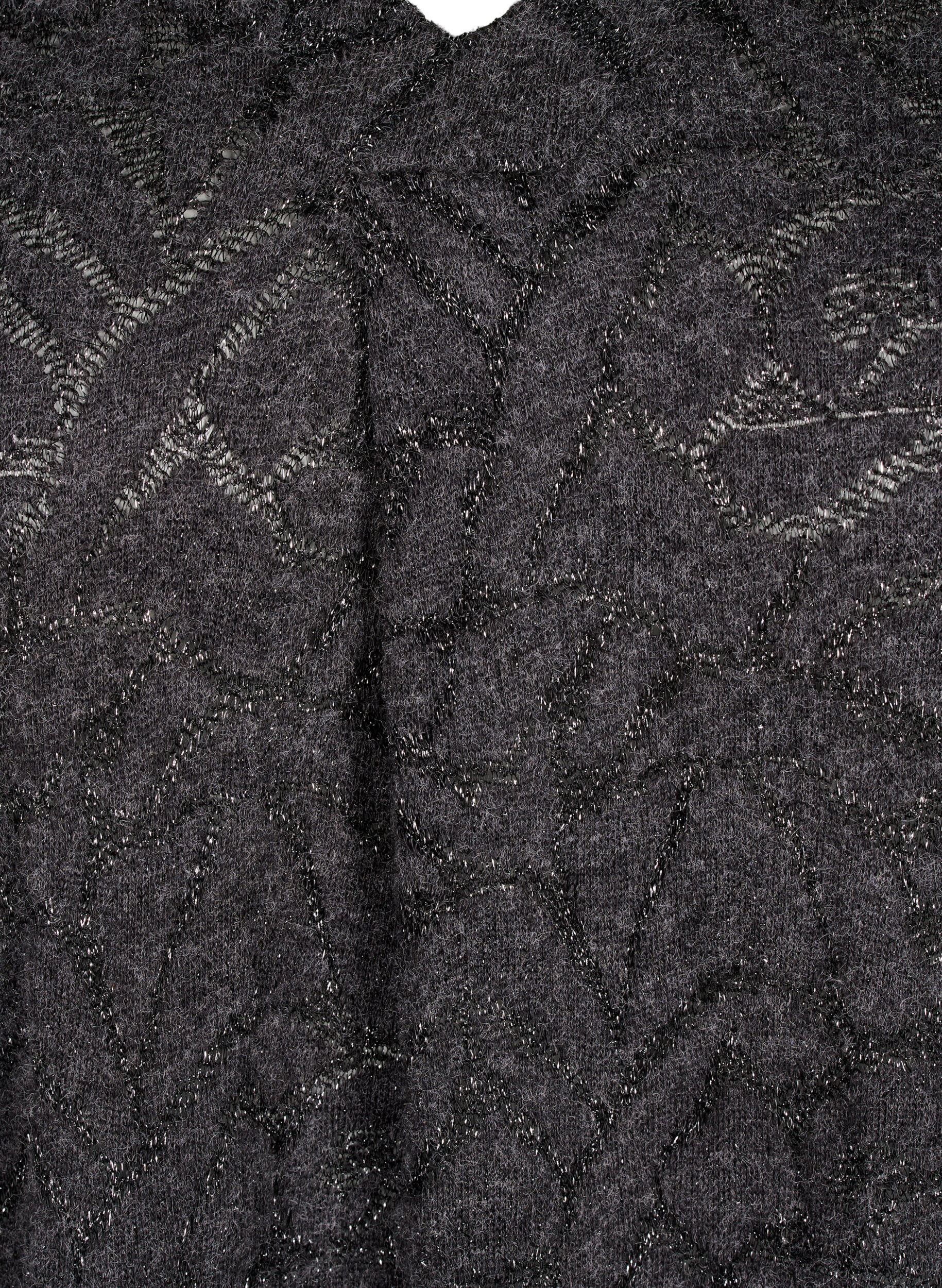 Zizzi Blouse met lange mouwen met glitter en patroon, Grijs, Packshot image number 2