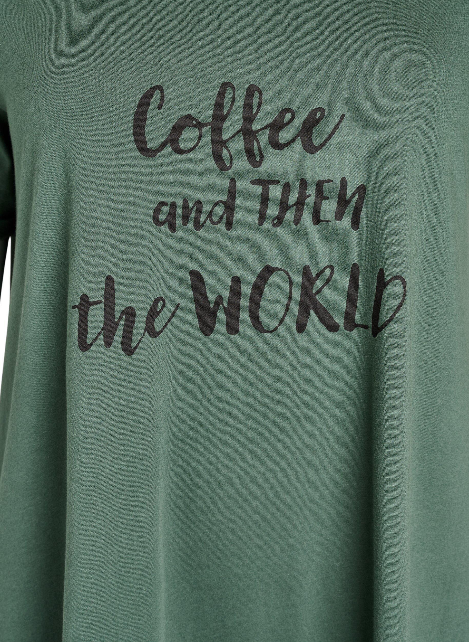 Zizzi Nachtjapon van biologisch katoen met korte mouwen, Groen, Packshot image number 2