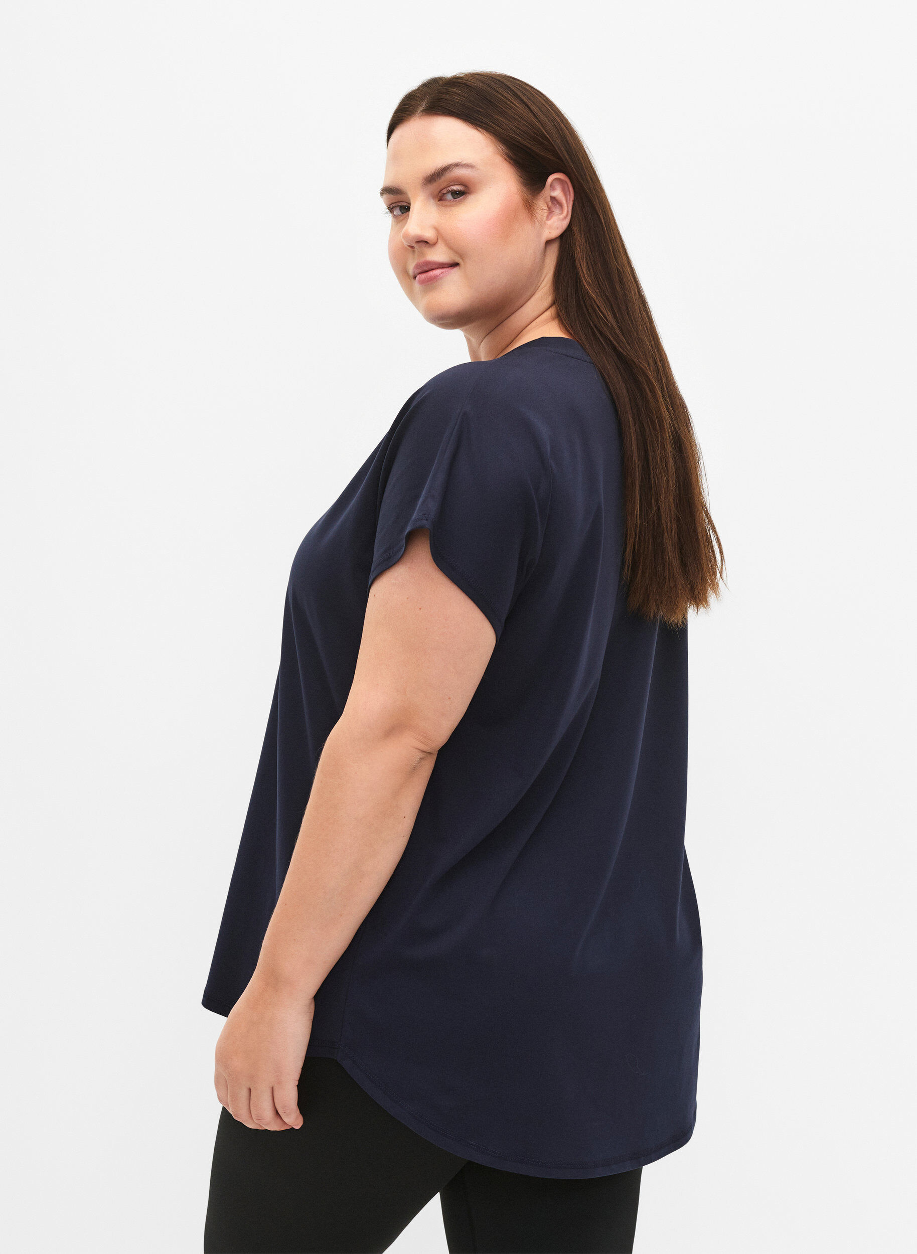 Zizzi Trainings-T-shirt met V-hals, Night Sky, Model image number 1