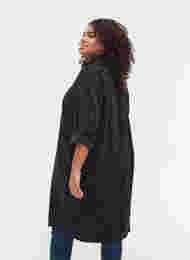 Fluwelen jurk met 3/4 mouwen en knopen, Black, Model