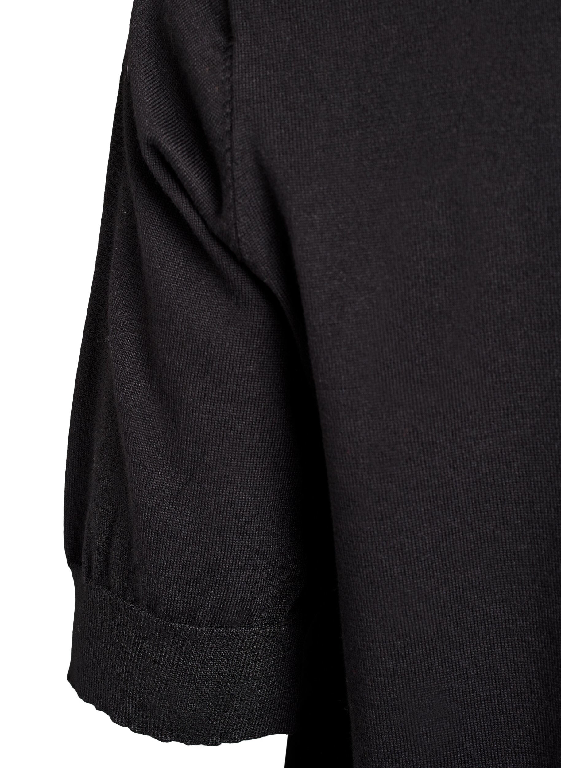 ZizziFijngebreide blouse met korte mouwen, Zwart, Packshot image number 3