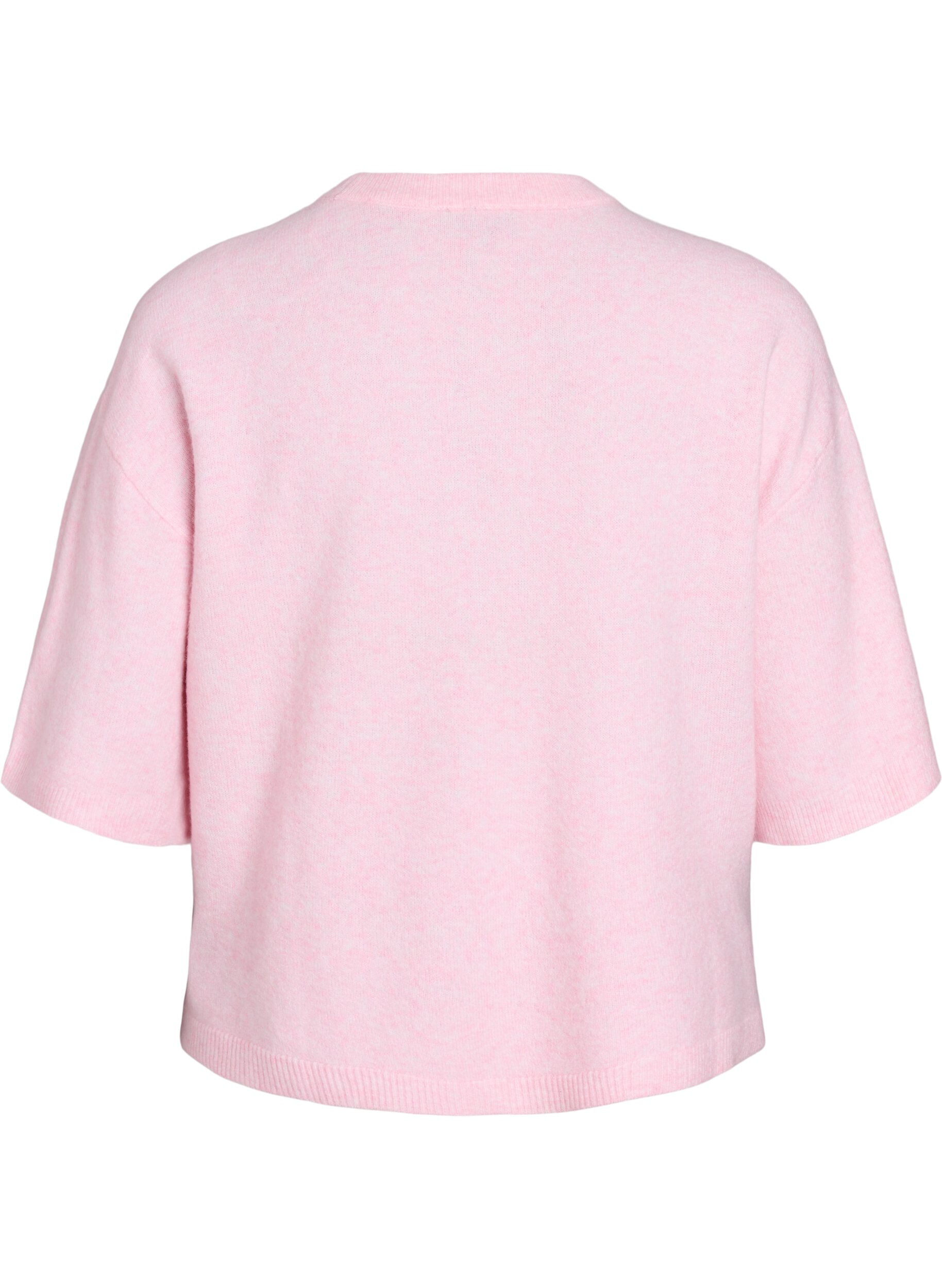 ZizziLos gebreide shirt met korte mouwen, Roze, Packshot image number 1