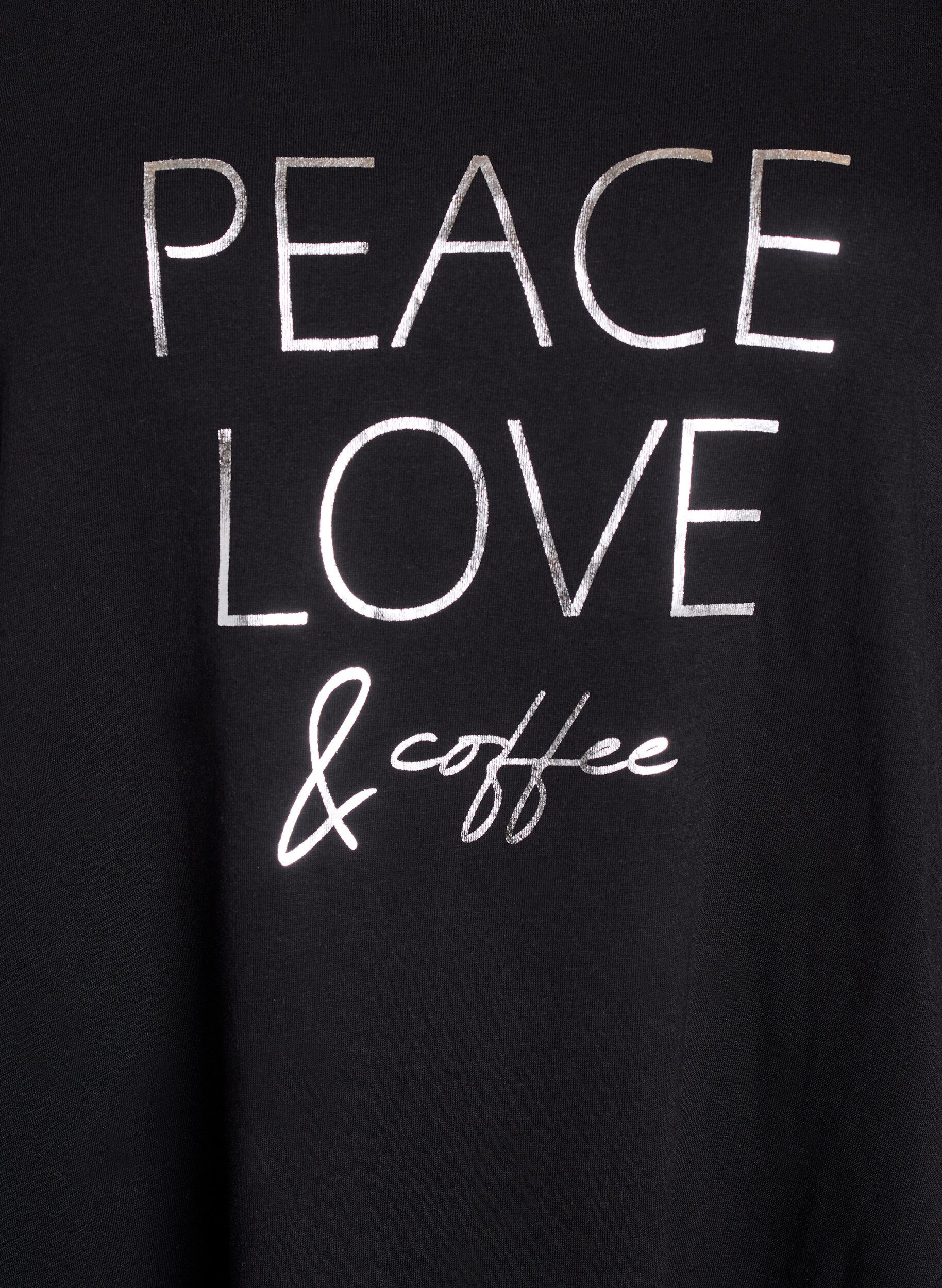 Zizzi Nachtjapon van biologisch katoen met korte mouwen, Zwart, Packshot image number 2