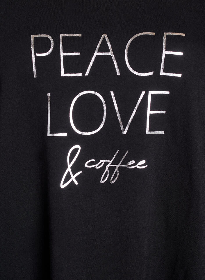 Nachtjapon van biologisch katoen met korte mouwen, Zwart, Packshot image number 2