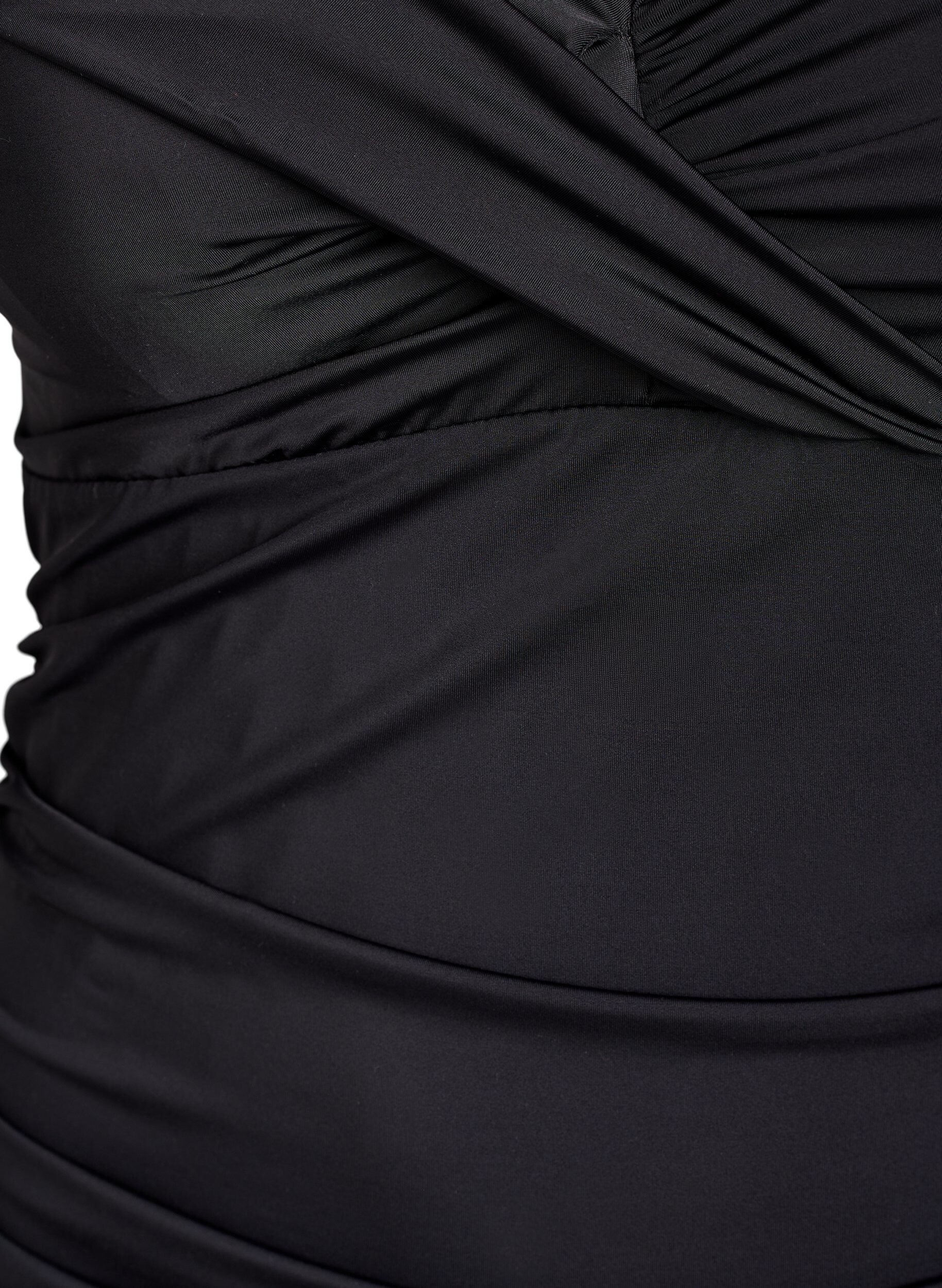 Zizzi Badpak met beugel en geplooid effect, Zwart, Packshot image number 2