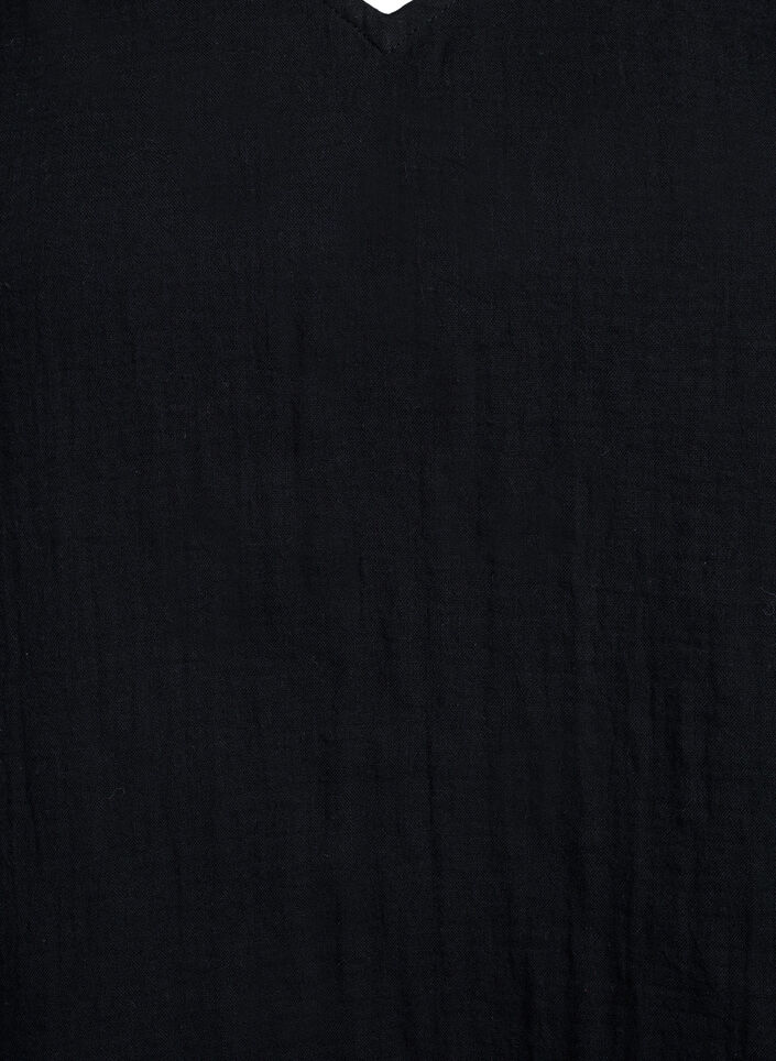 Mouwloze top van katoenen mousseline met ruches, Zwart, Packshot image number 2