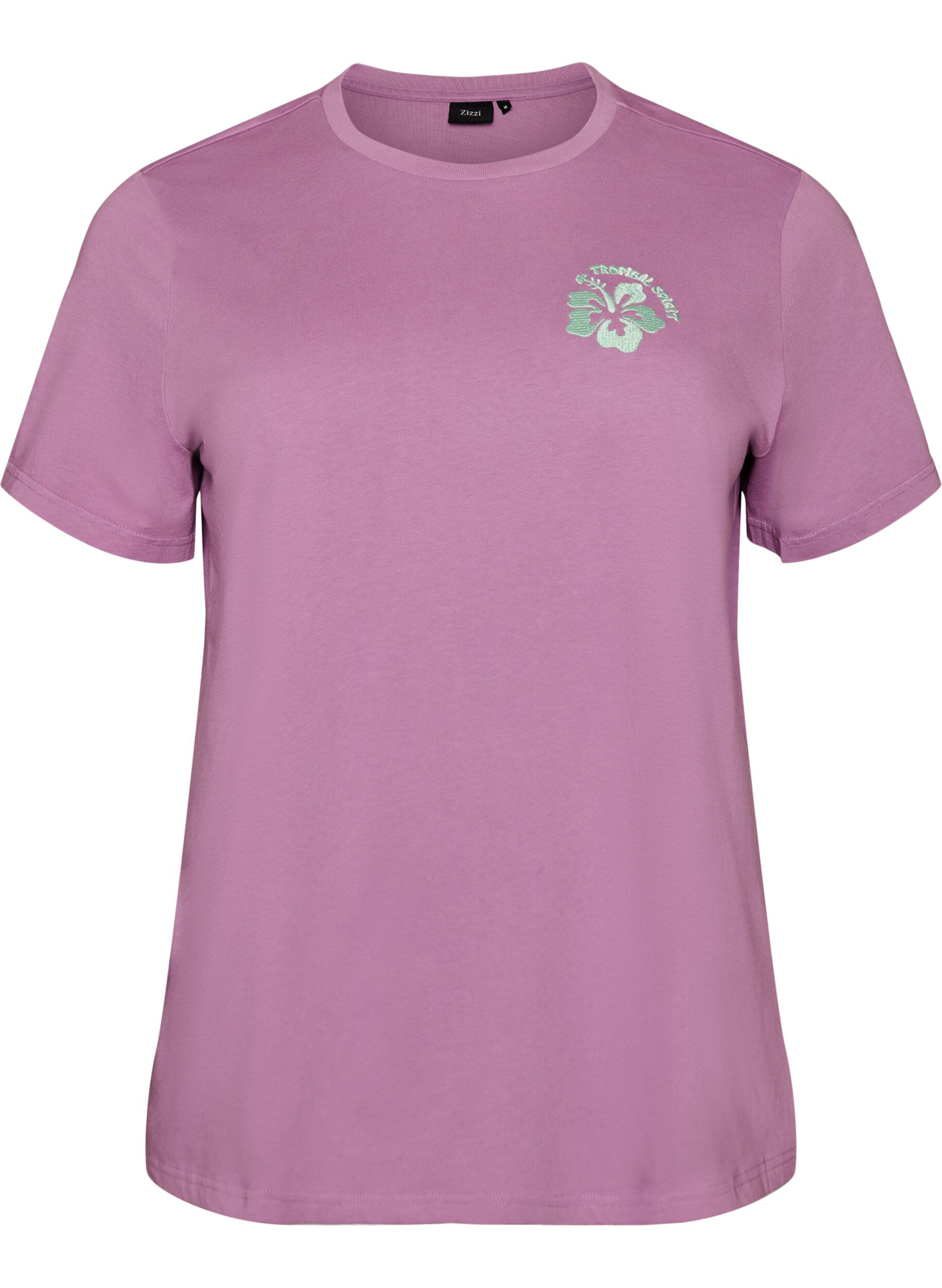 ZizziT-shirt van biologisch katoen met print op de rug, Roze, Packshot image number 0