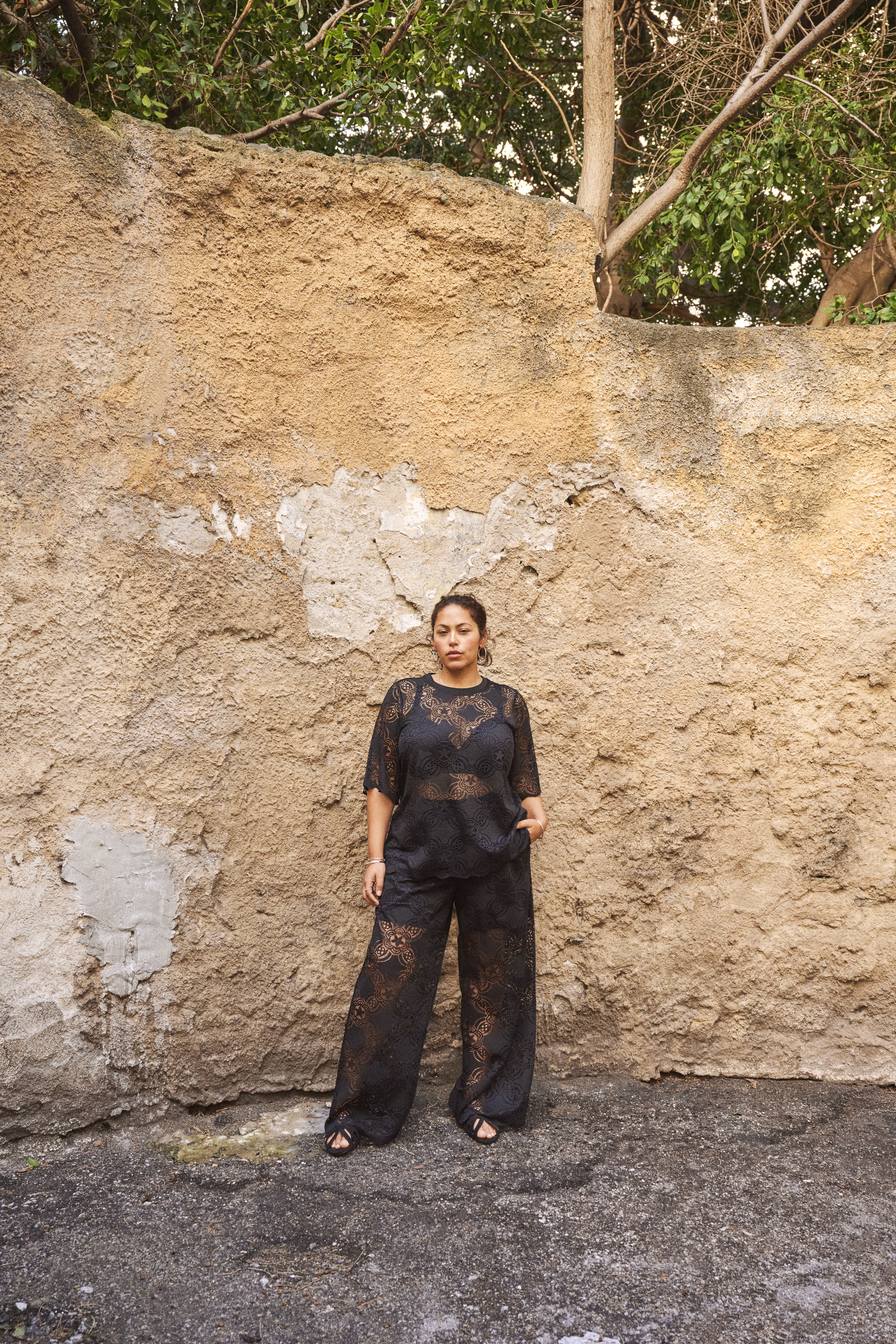 Zizzi Zwarte kanten set, , Model