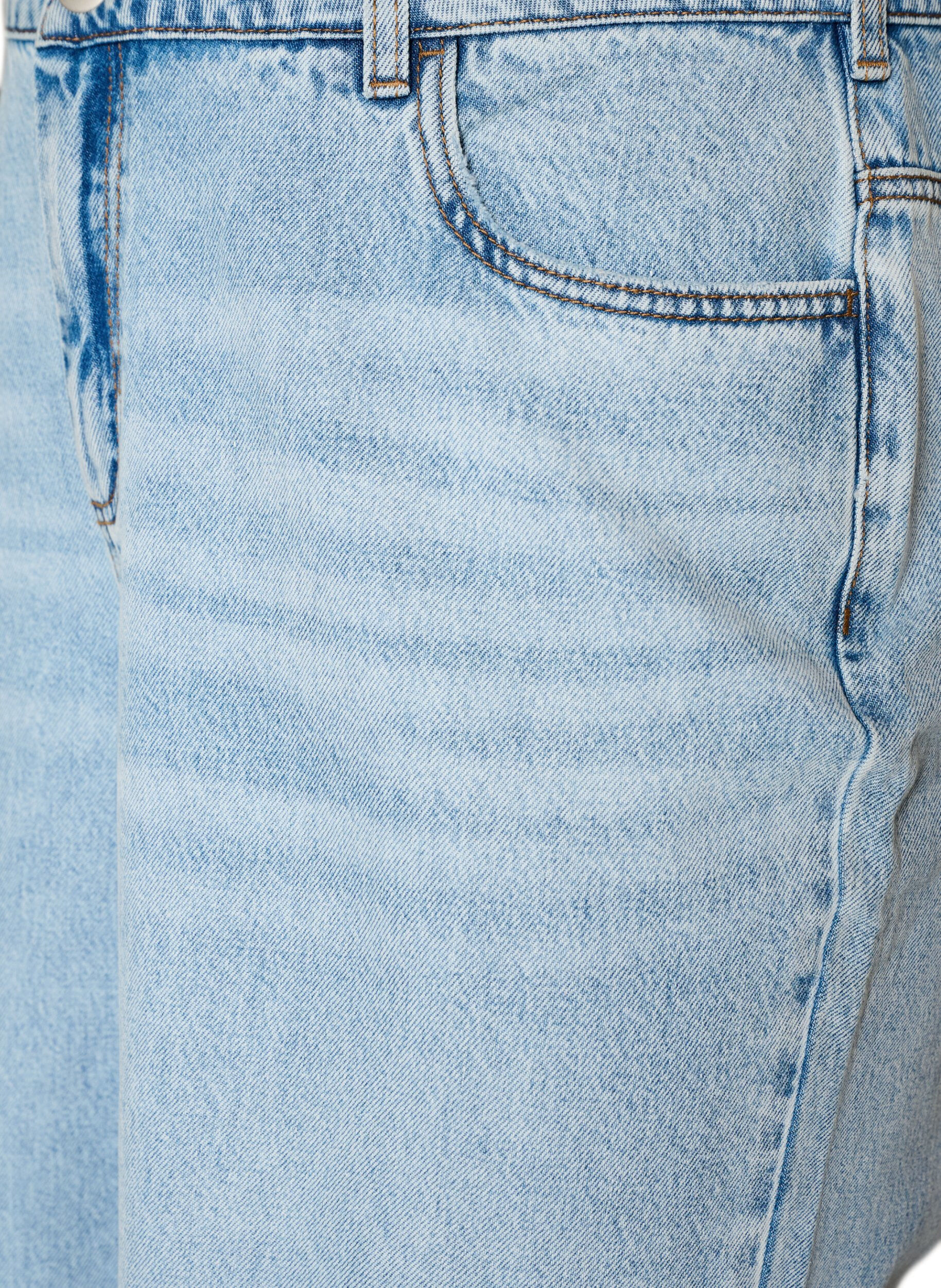 ZizziGecropte jeans met een versleten look en rafelige randen, Blauw, Packshot image number 2