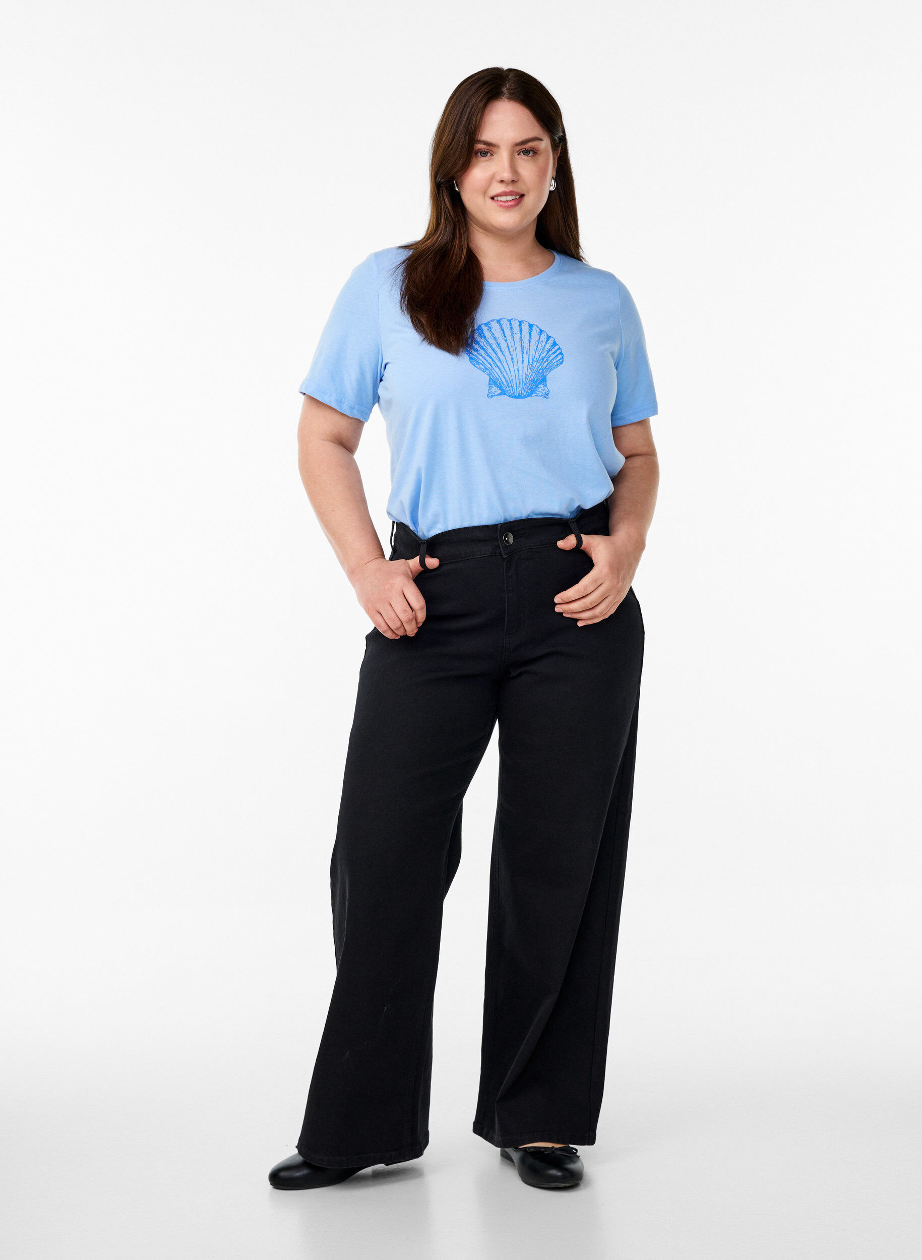 Zizzi FLASH - T-shirt met motief, Blauw, Model image number 1