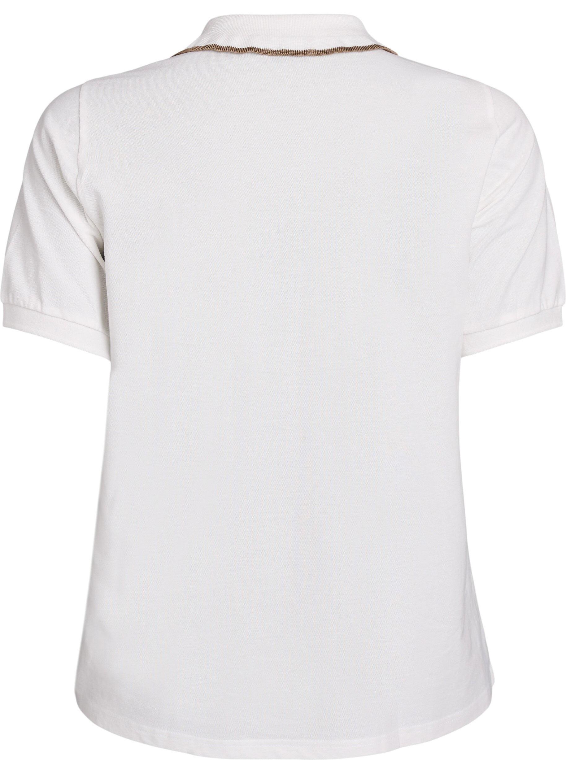 Zizzi Polo shirt met strass knopen en ruches., Vanille, Packshot image number 1