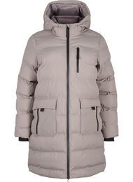 Pufferjas met capuchon en zakken, Beige