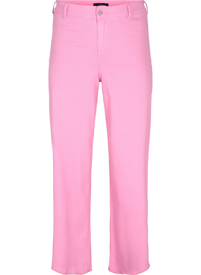 Flared jeans met high waist, Pink, Packshot image number 0