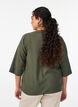 Katoenen blouse met geborduurde details en 3/4 mouwen, Groen, Model image number 2