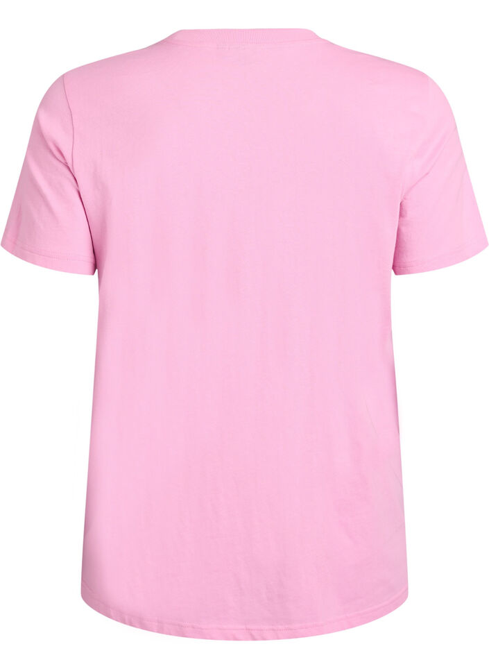 Basic katoenen T-shirt met ronde hals, Roze, Packshot image number 1