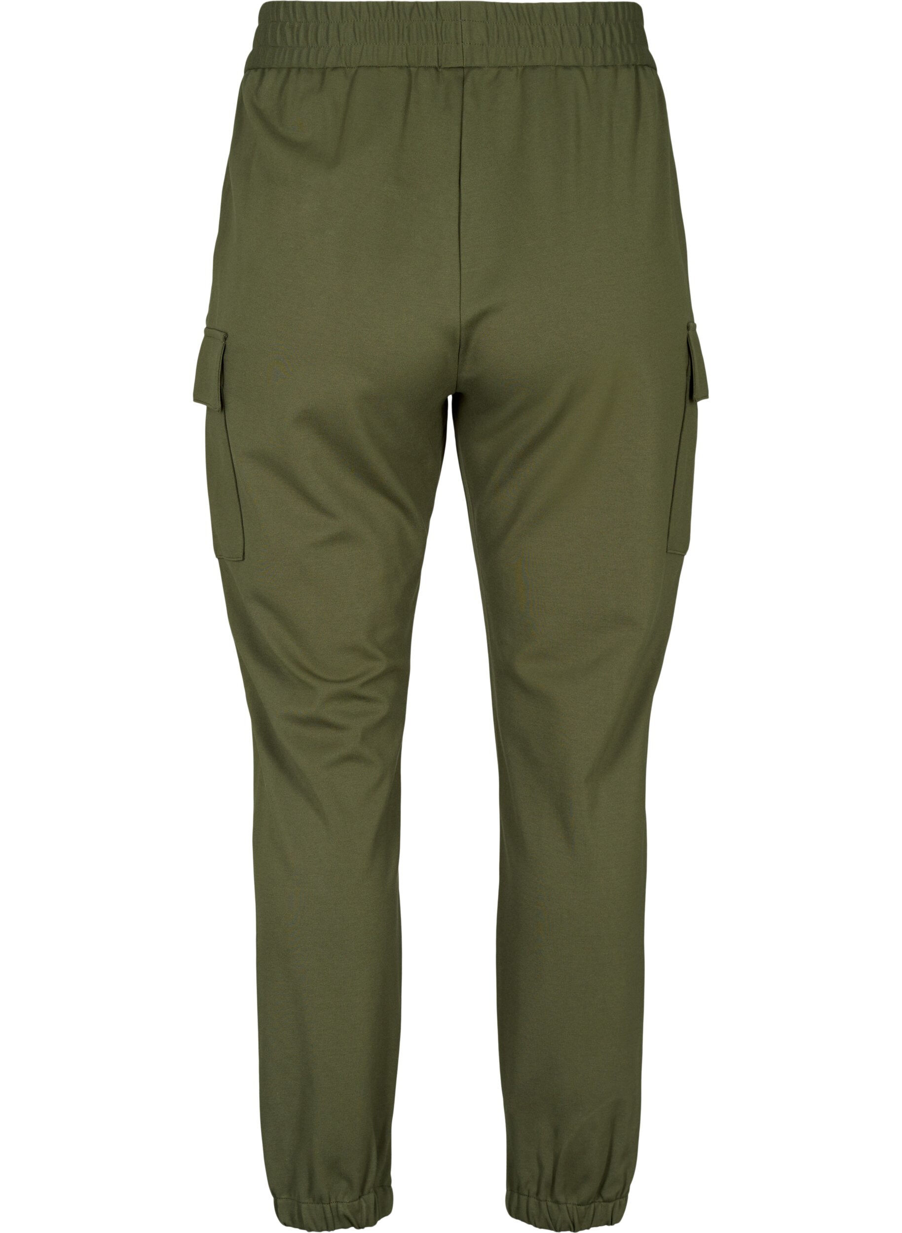 Zizzi Cargo broek met elastische taille, Forest Night, Packshot image number 1