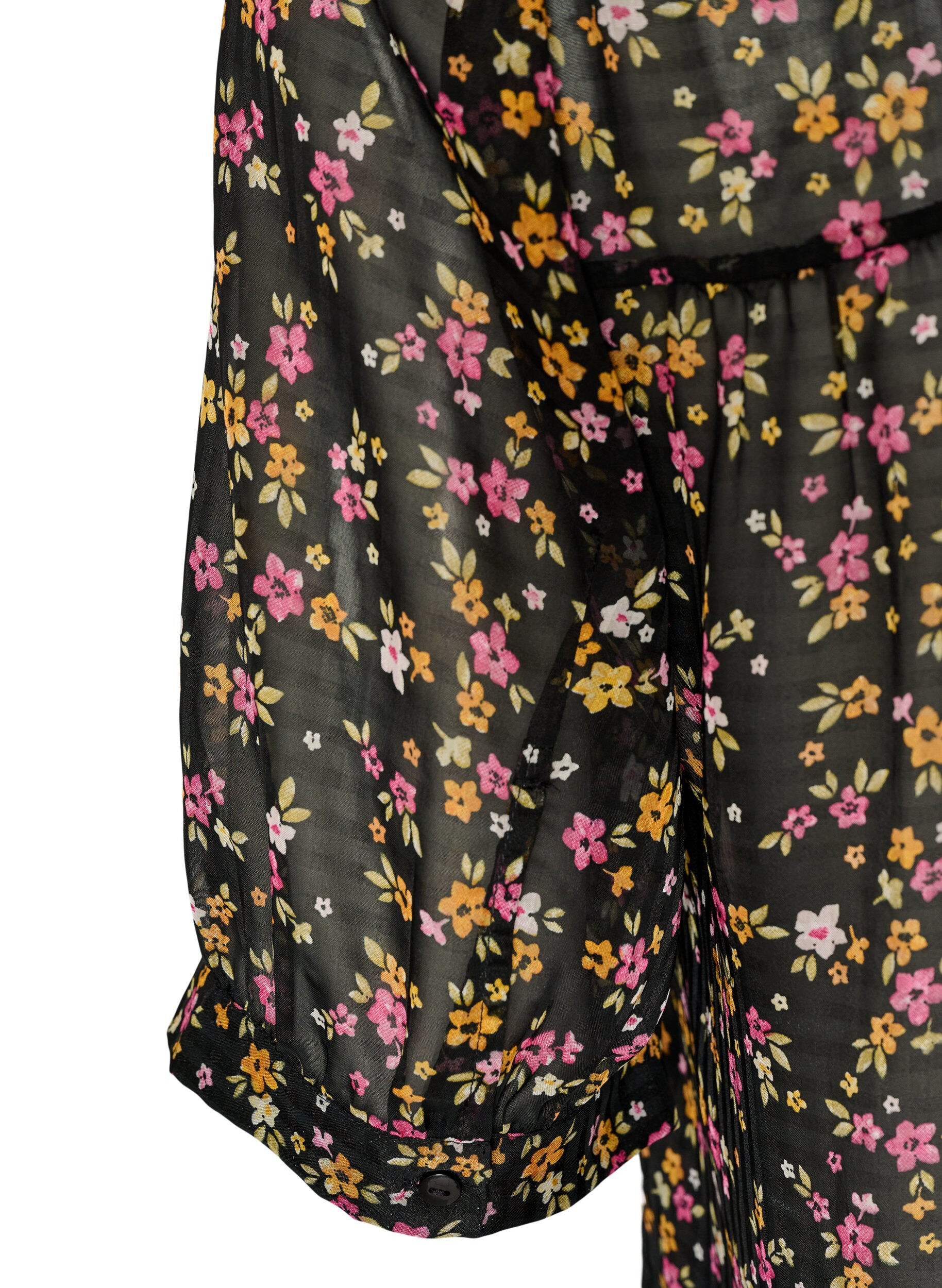 ZizziBlouse met bloemenprint en V-hals, Zwart, Packshot image number 3