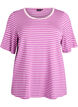 T-shirt met TENCEL&trade; Lyocell en strepen, Paars, Packshot image number 0