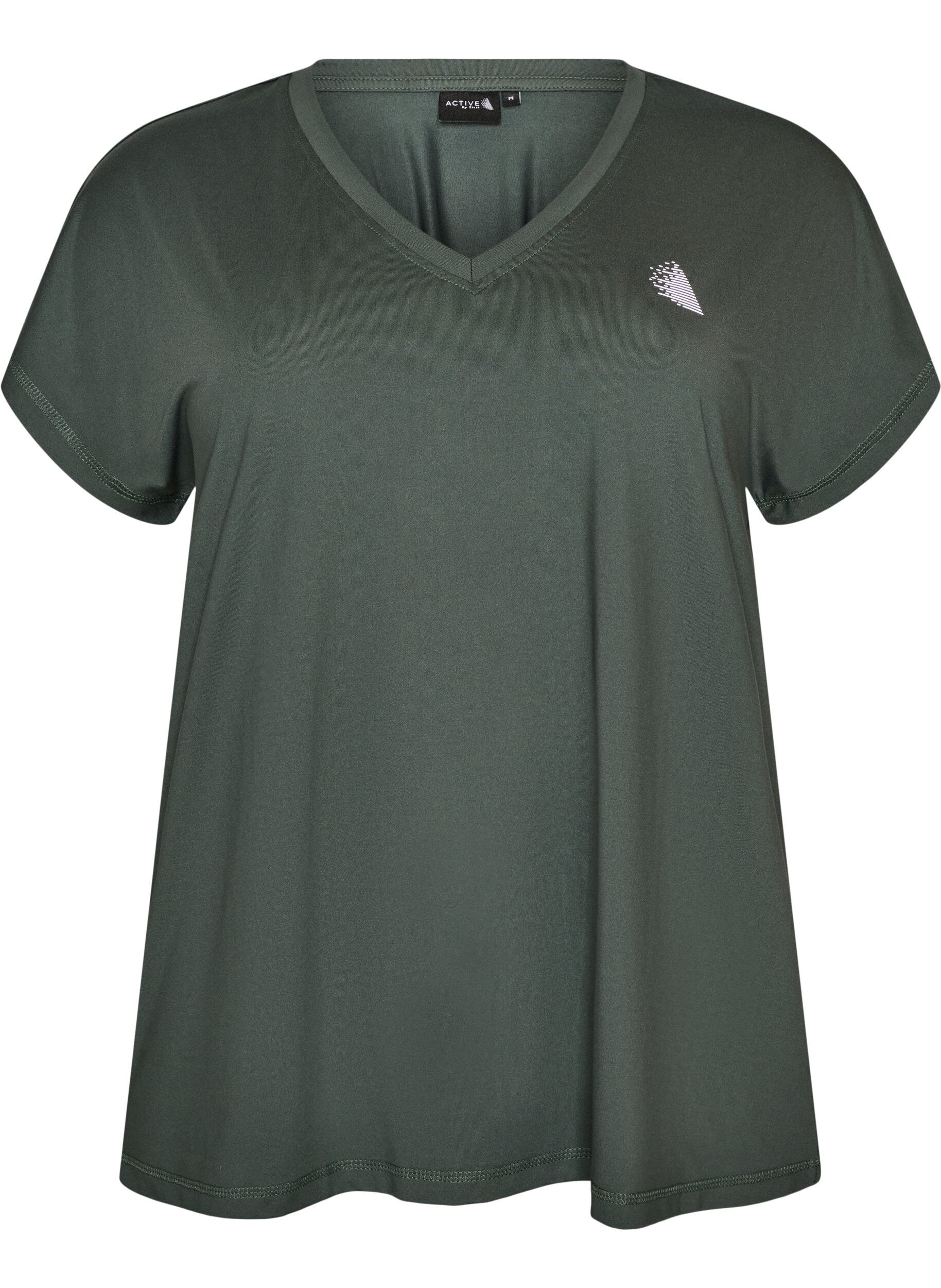 ZizziLosvallend trainings-T-shirt met V-hals, Groen, Packshot image number 0