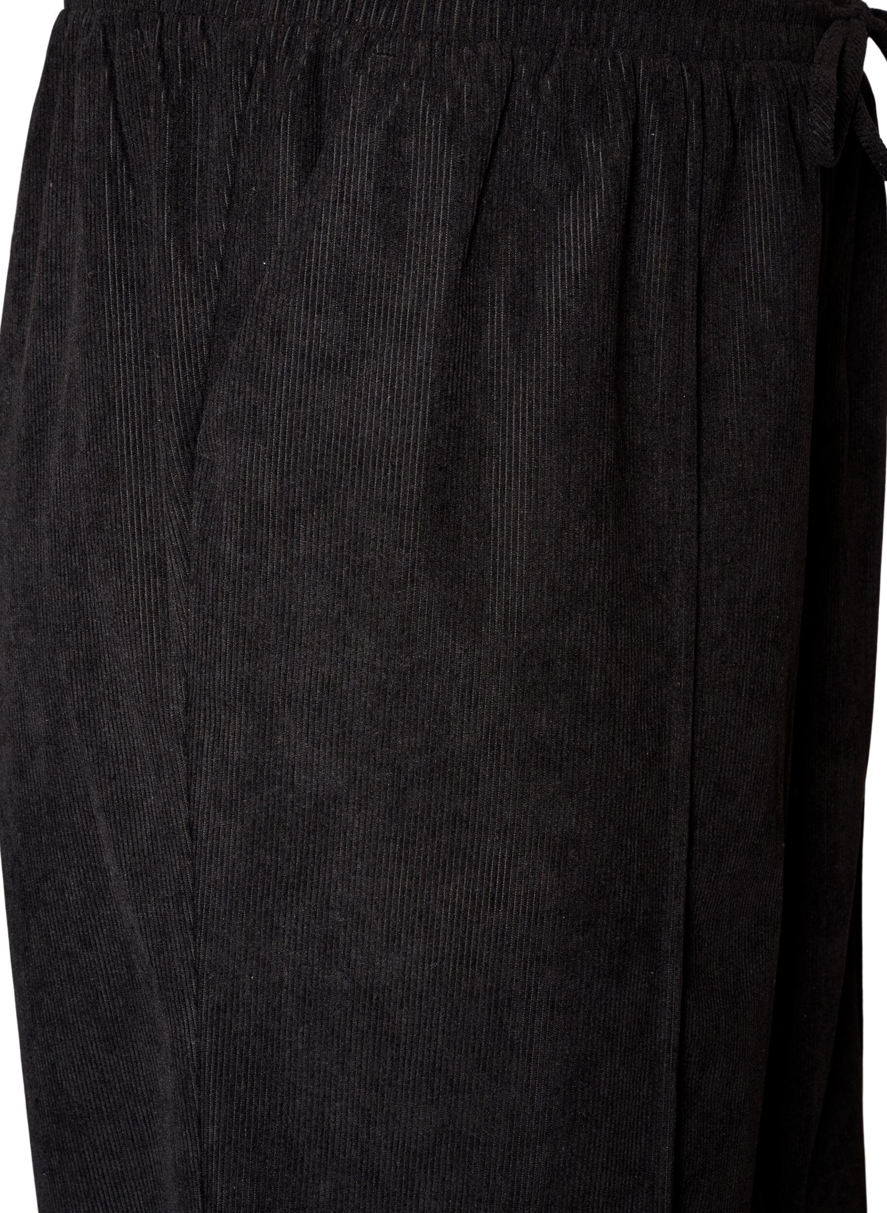 ZizziCorduroy broek met wijde pijpen en een hoge taille, Zwart, Packshot image number 2
