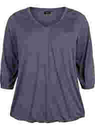 Gemêleerde blouse met v-hals, Navy Blazer Mélange
