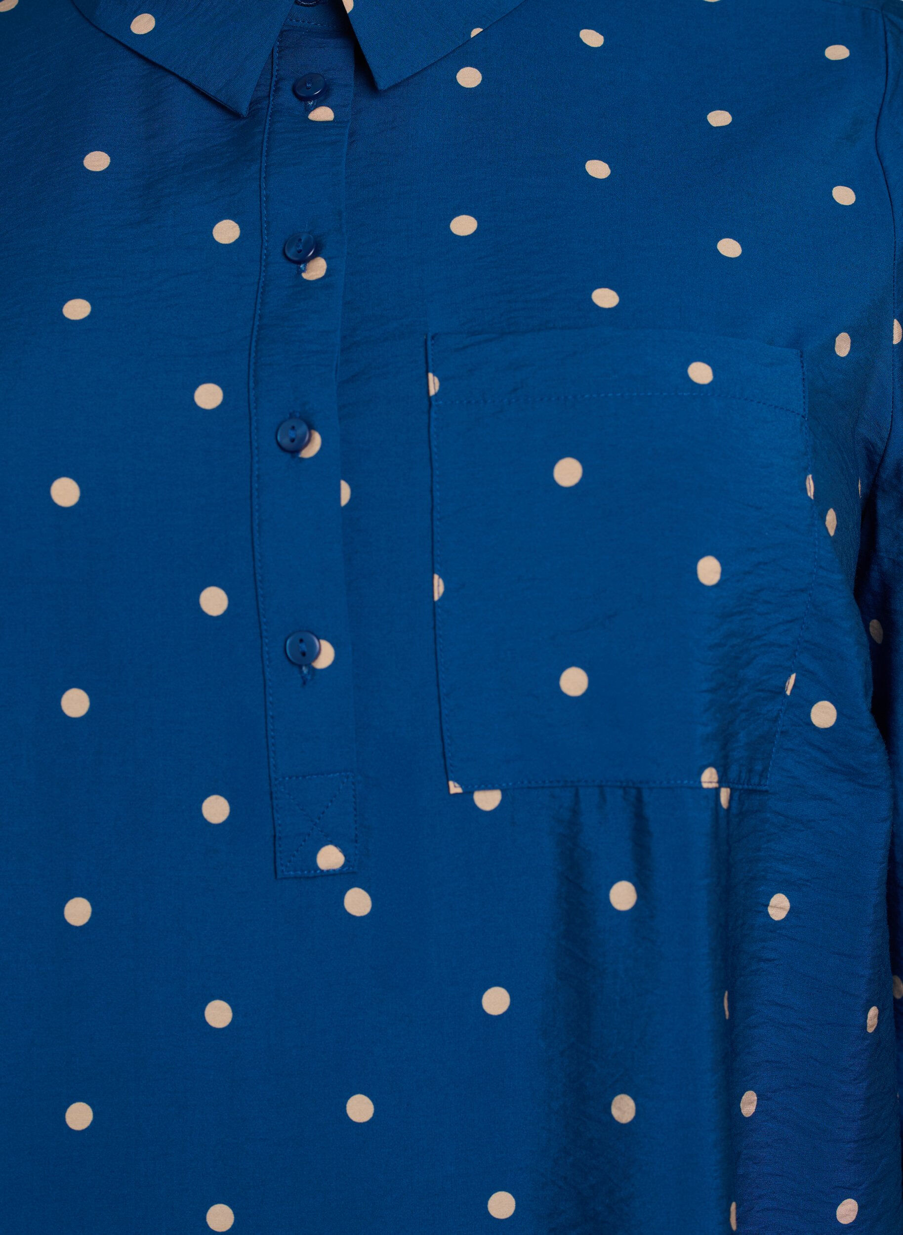 Zizzi Korte jurk met kraag en borstzak, Blauw, Packshot image number 2